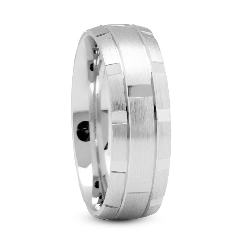 Mens 14KT White Gold Platinum Traditional Wedding Band M589