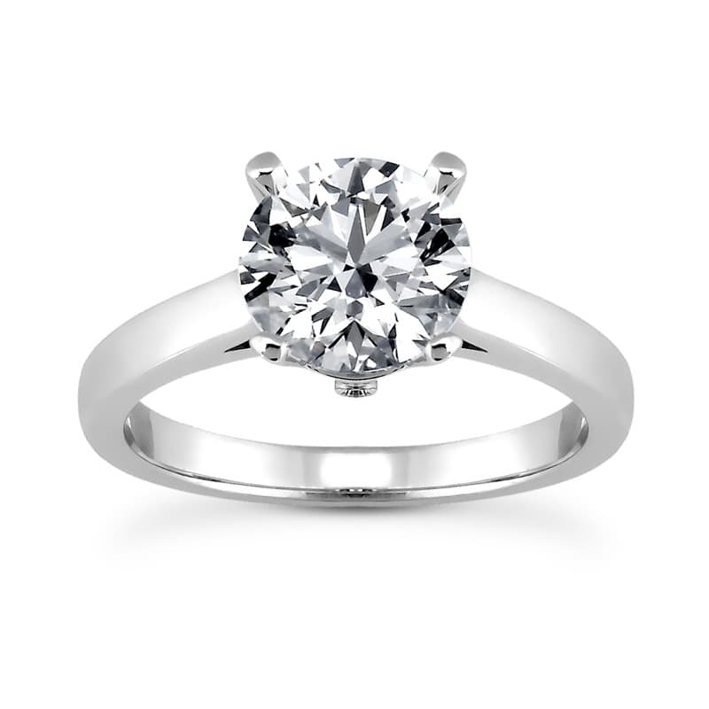Ladies 14KT White Gold Platinum Round Diamond Solitaires Engagement Ring ENR7387