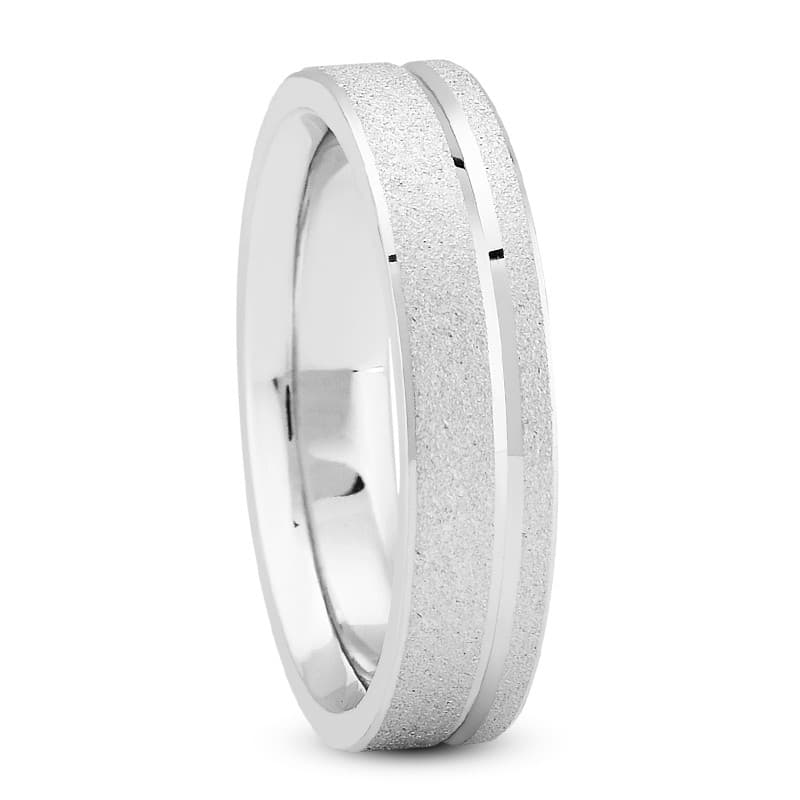 Mens 14KT White Gold Platinum Traditional Wedding Band M184