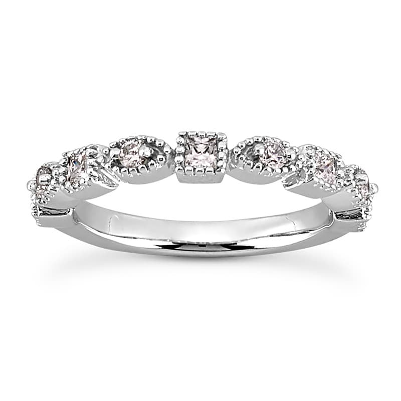 Ladies 14KT White Gold Platinum Diamond Wedding Band WB5079