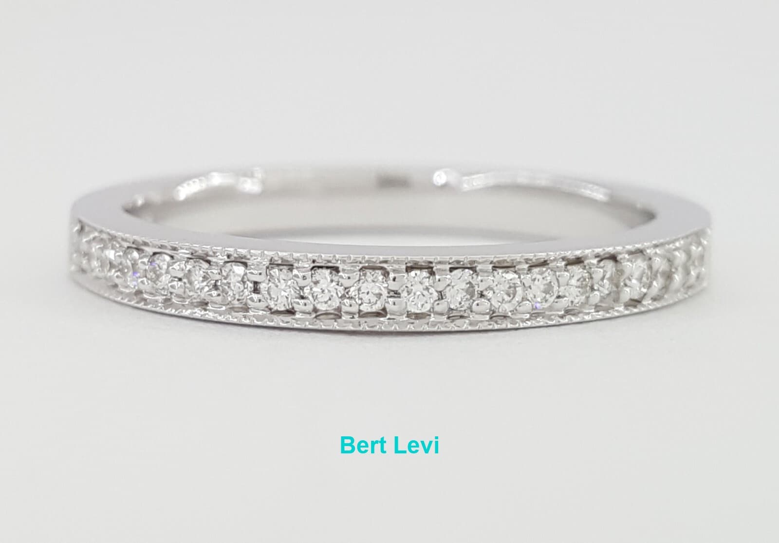 Half Circle Round Diamond 0.20 ct Pave Wedding Band 2.2mm 14k White Gold