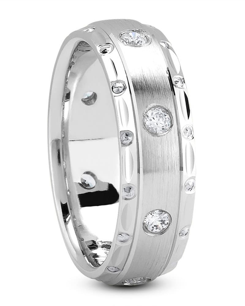 Ladies 14KT White Gold Platinum Traditional Wedding Band DB1013-7-RD
