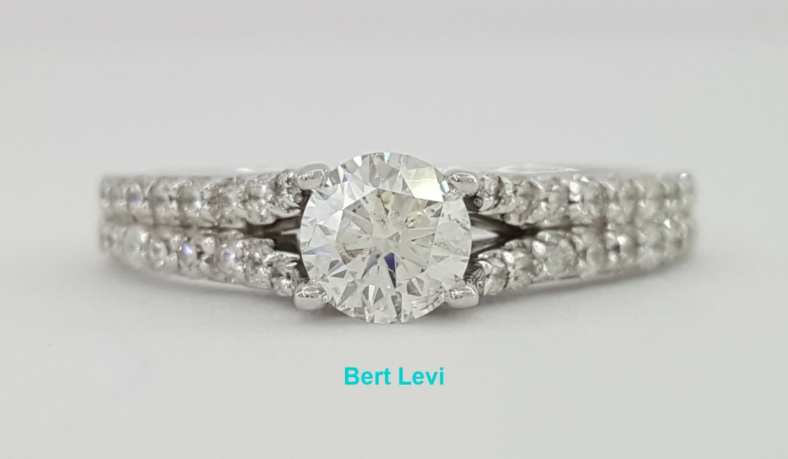 Round Diamond Engagement Ring Set 1 ct 18K White Gold Rtl $3,995 Size 7