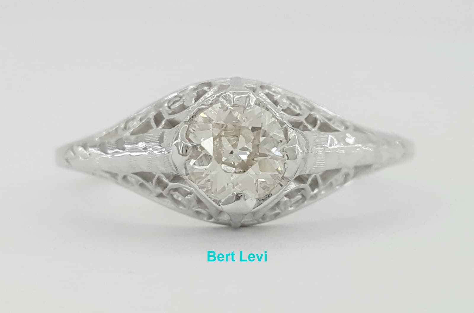 0.45 ct Art Deco Vintage 18k Gold Old European Solitaire Diamond Engagement Ring