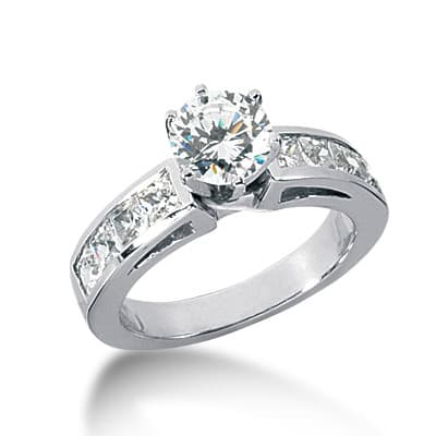 Ladies 14KT White Gold Platinum Fancy Engagement Ring ENR1275