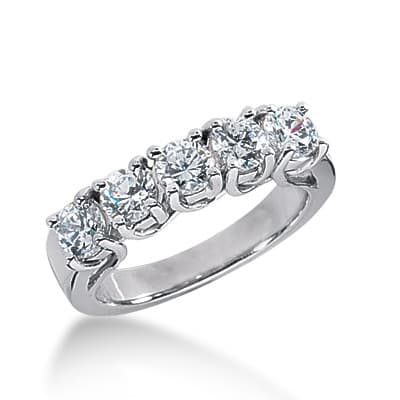 Ladies 14KT White Gold Platinum Round Diamond Wedding Band WB2367