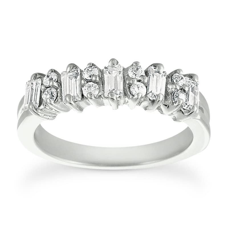 Ladies 14KT White Gold Platinum Diamond Wedding Band WB1052
