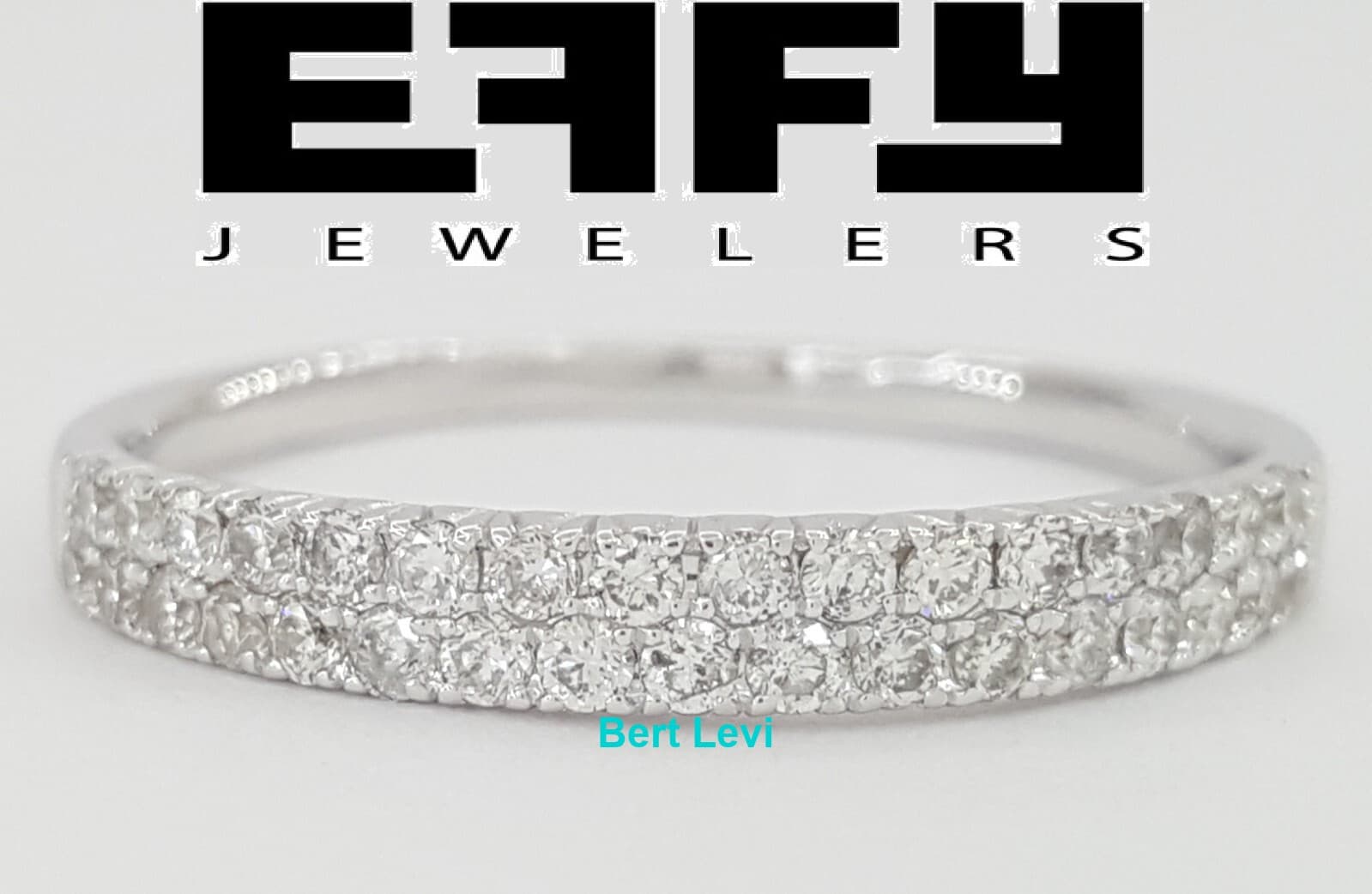 Effy Two 2-Row Diamond Wedding Anniversary Band Ring ?? ct 14K White Gold
