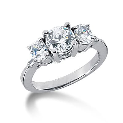 Ladies 14KT White Gold Platinum Three Stones Engagement Ring ENR1530