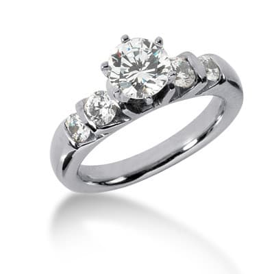 Ladies 14KT White Gold Platinum Fancy Engagement Set ENS732-A