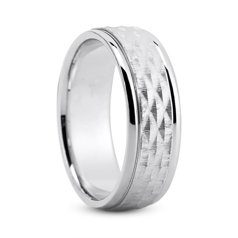 Mens 14KT White Gold Platinum Traditional Wedding Band M8061