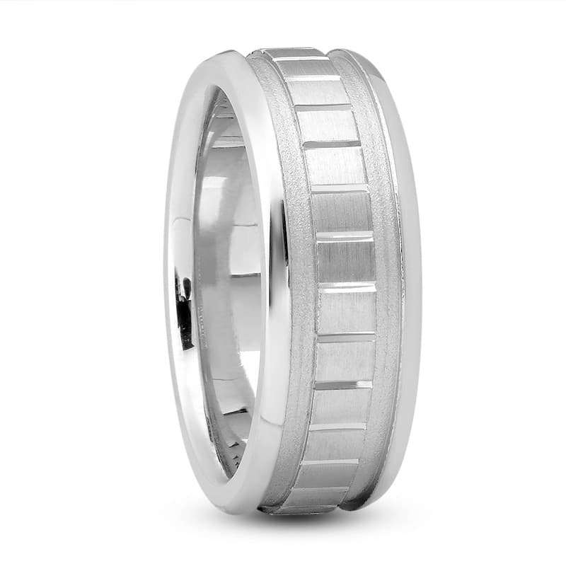 Mens 14KT White Gold Platinum Traditional Wedding Band M544