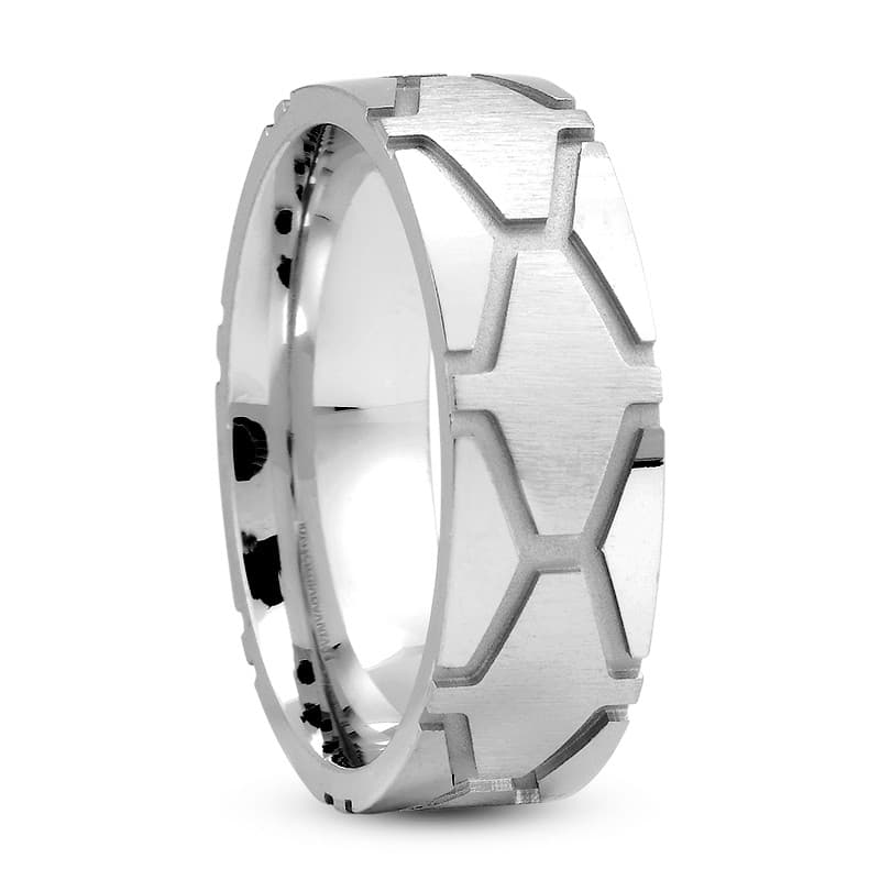 Mens 14KT White Gold Platinum Traditional Wedding Band M150