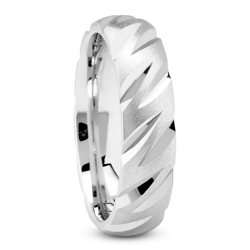 Mens 14KT White Gold Platinum Traditional Wedding Band M566