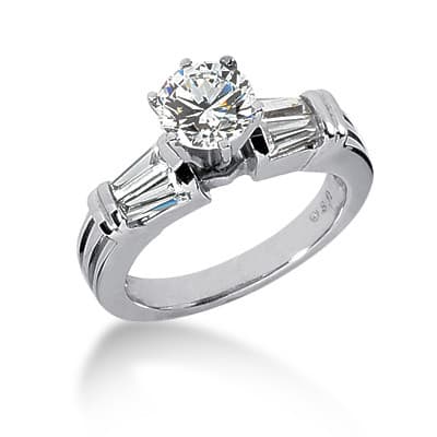 Ladies 14KT White Gold Platinum Tailored Engagement Set ENS347-A