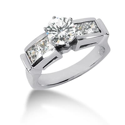 Ladies 14KT White Gold Platinum Fancy Engagement Set ENS791-A