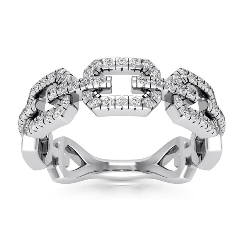 Ladies 14KT White Gold Platinum Round Diamond Wedding Band WB5400