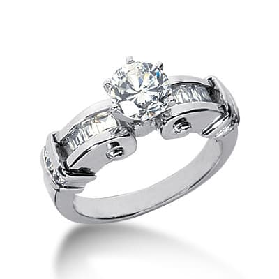 Ladies 14KT White Gold Platinum Fancy Engagement Ring ENR2181
