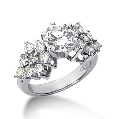Ladies 14KT White Gold Platinum Fancy Engagement Ring ENR593
