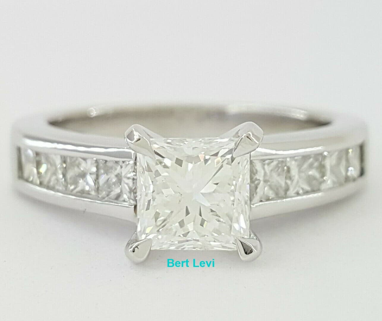 Princess Cut Diamond Channel Ste Engagement Ring 1.61 ct Platinum IGI Rtl $10k