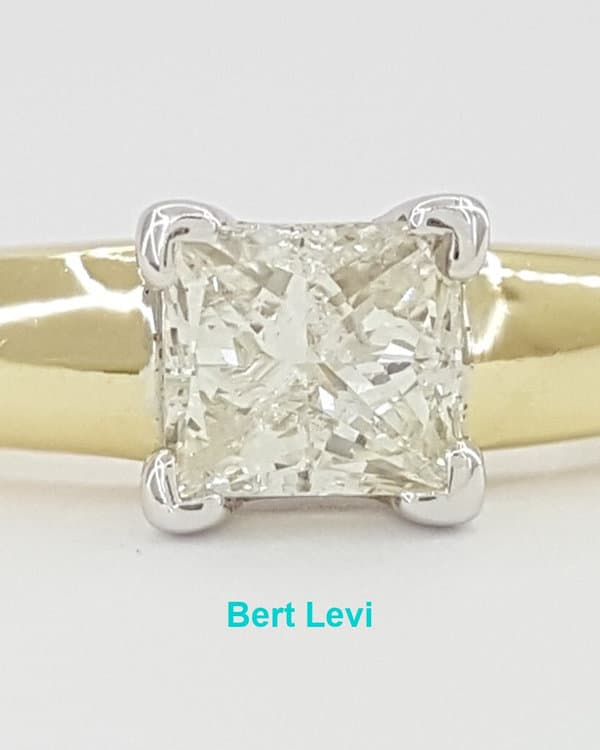 Princess Cut Diamond Solitaire Engagement Ring 0.74 ct 14K Yellow Gold Rt $2,995