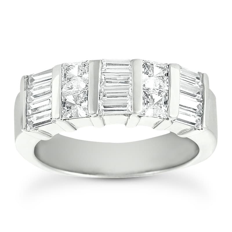Ladies 14KT White Gold Platinum Diamond Wedding Band WB1342