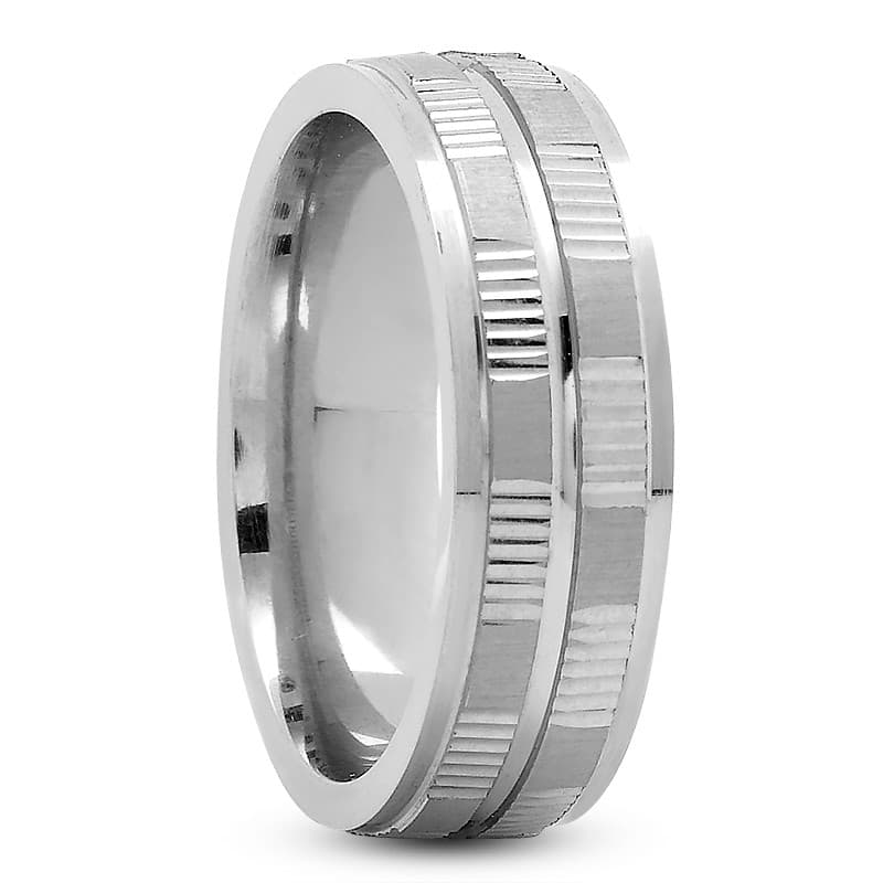 Mens 14KT White Gold Platinum Traditional Wedding Band M285