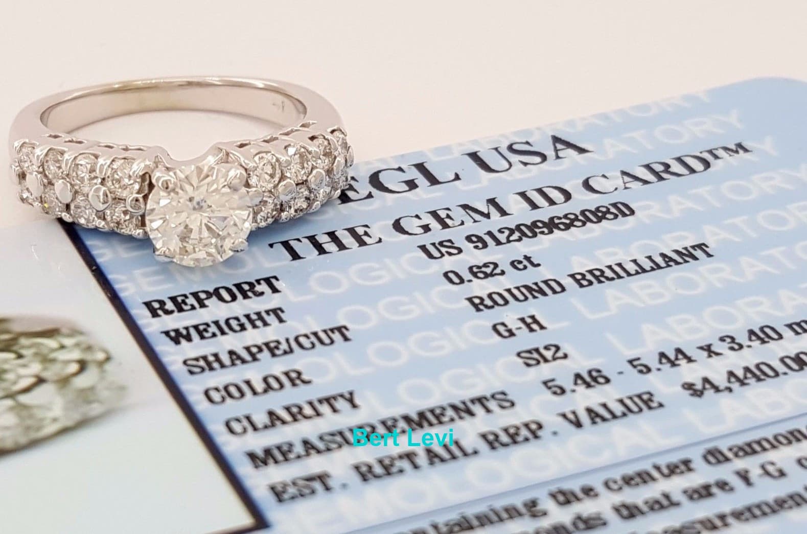 Round Brilliant Cut Diamond Engagement Ring EGL 1 ct 14k White Gold Rtl $4,440