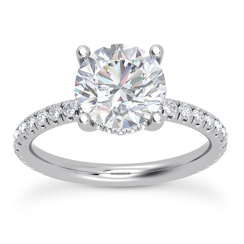 Ladies 14KT White Gold Platinum Round Diamond Engagement Rings ENR9835-1