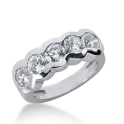 Ladies 14KT White Gold Platinum Diamond Wedding Band WB1108
