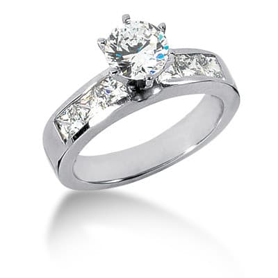 Ladies 14KT White Gold Platinum Fancy Engagement Set ENS543-A