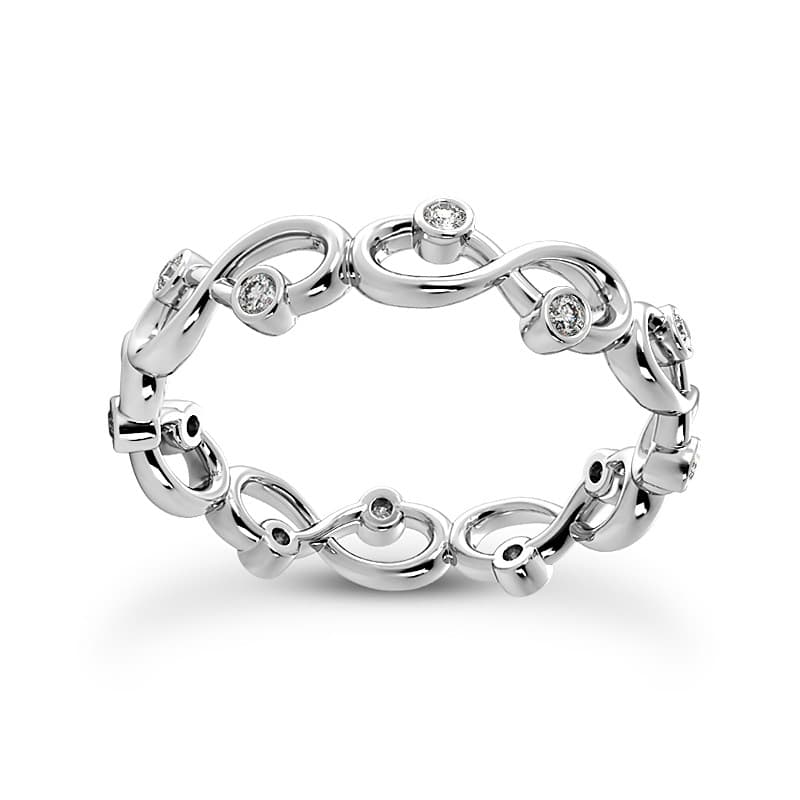 Ladies 14KT White Gold Platinum Eternity Wedding Band EWB533-4