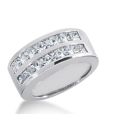 Ladies 14KT White Gold Platinum Princess Cut Diamond Wedding Band WB1512