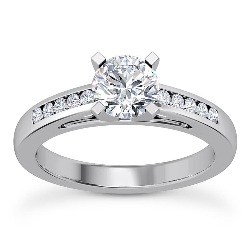 Ladies 14KT White Gold Platinum Fancy Engagement Set ENS1777-A