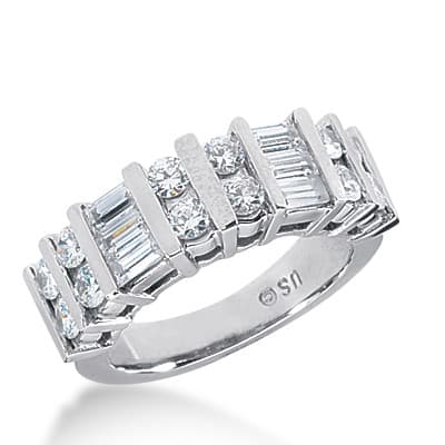 Ladies 14KT White Gold Platinum Diamond Wedding Band WB2110
