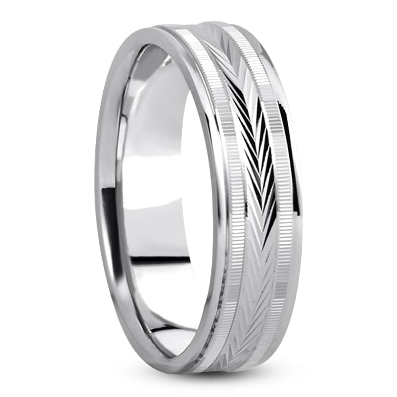 Mens 14KT White Gold Platinum Traditional Wedding Band M801