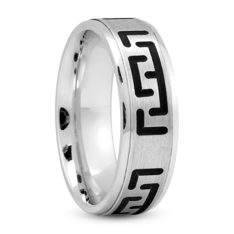 Mens 14KT White Gold Platinum Traditional Wedding Band M126