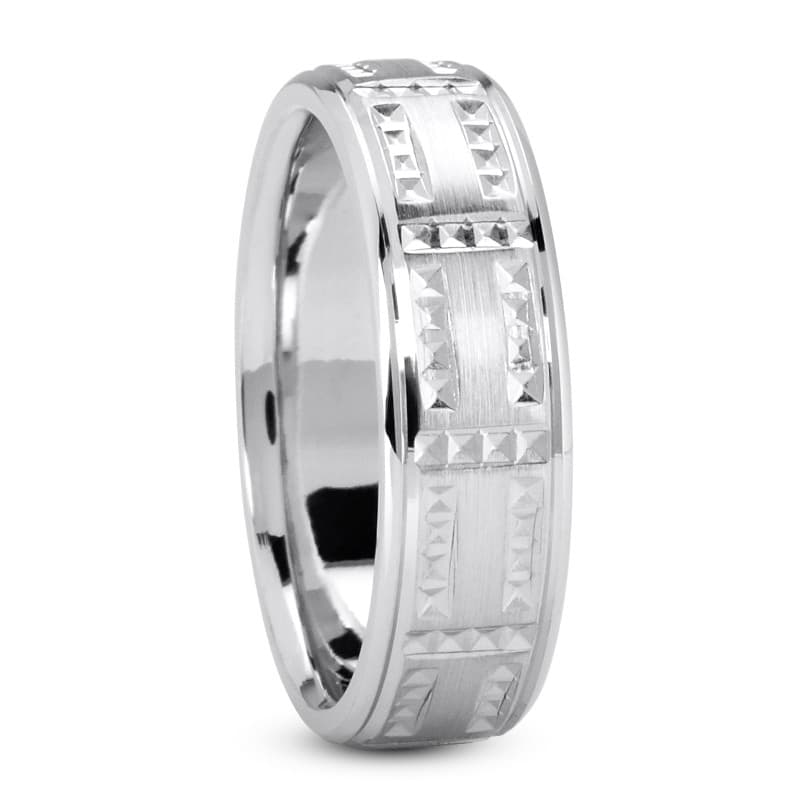 Mens 14KT White Gold Platinum Traditional Wedding Band M1068