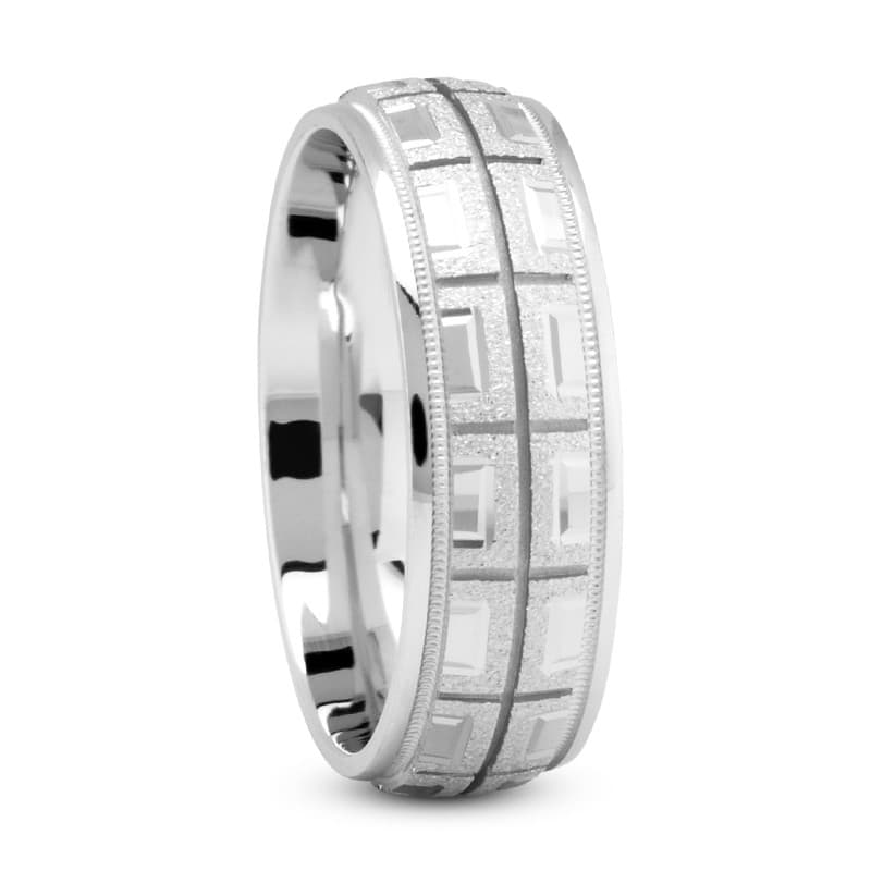 Mens 14KT White Gold Platinum Traditional Wedding Band M426