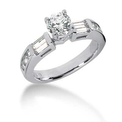 Ladies 14KT White Gold Platinum Fancy Engagement Set ENS382-A