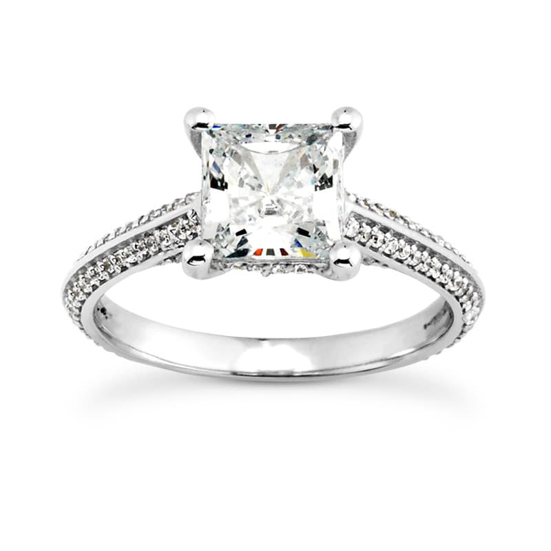 Ladies 14KT White Gold Platinum Fancy Engagement Ring ENR9331-6.5x6.5