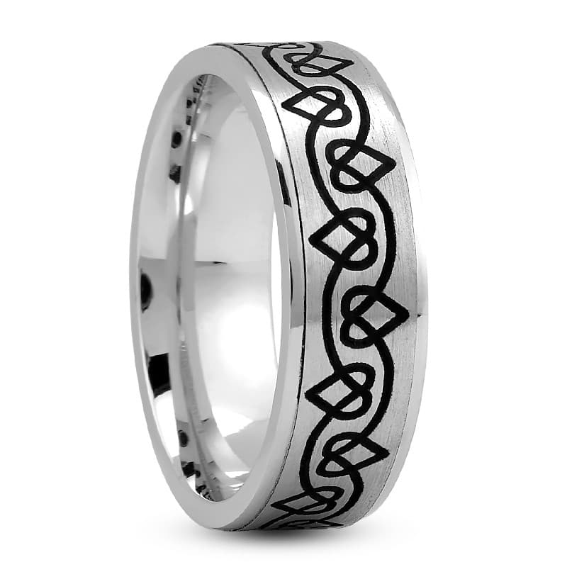 Mens 14KT White Gold Platinum Traditional Wedding Band M161