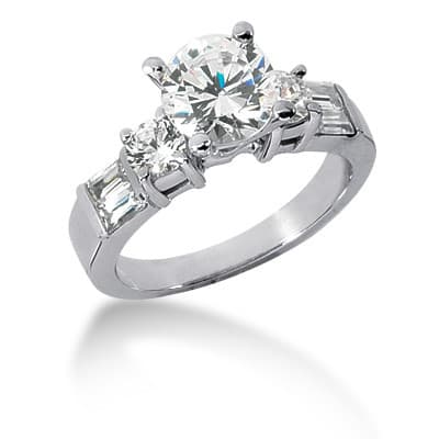 Ladies 14KT White Gold Platinum Fancy Engagement Set ENS789-A