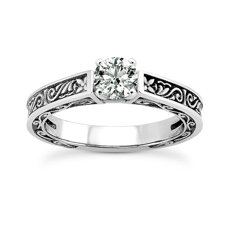 Ladies 14KT White Gold Platinum Solitaire Engagement Set ENS3510-A