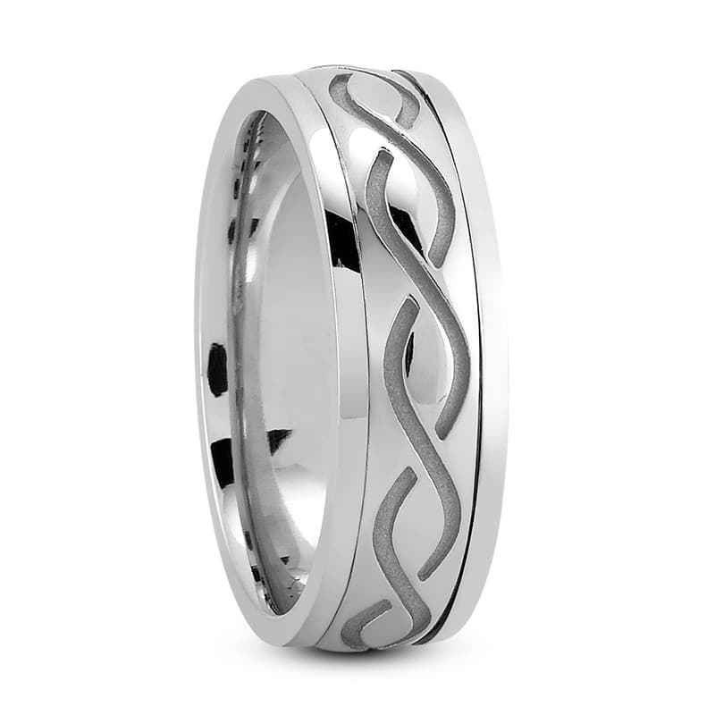 Ladies 14KT White Gold Platinum Traditional Wedding Band HM284