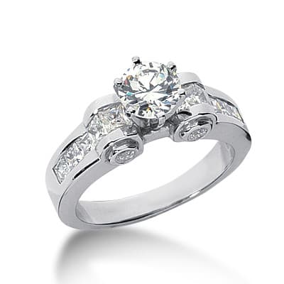 Ladies 14KT White Gold Platinum Fancy Engagement Ring ENR3107