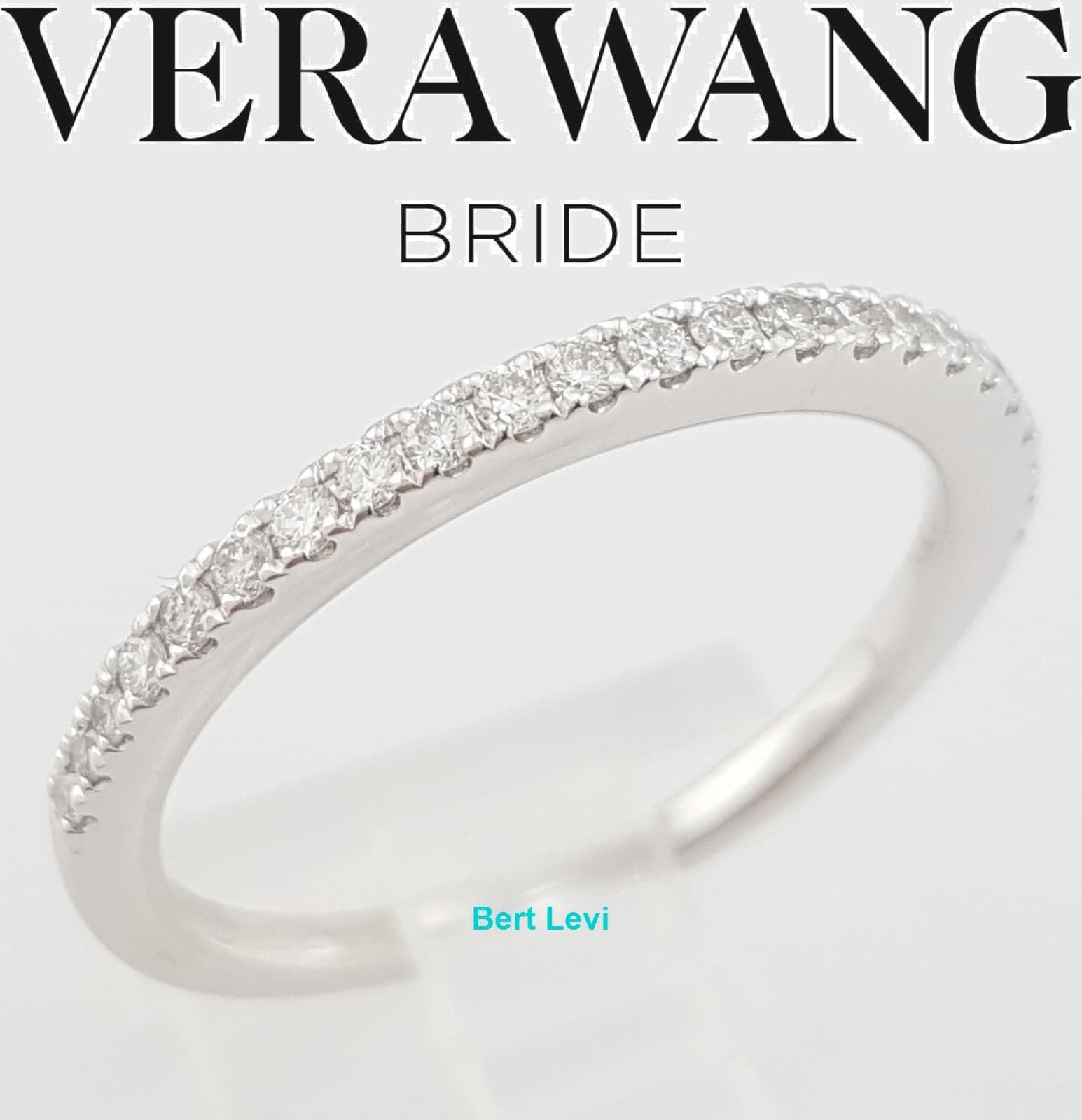 Vera Wang Half Circle Round Diamond Wedding Band 0.25ct 14k White Gold 2mm 2.3Gr