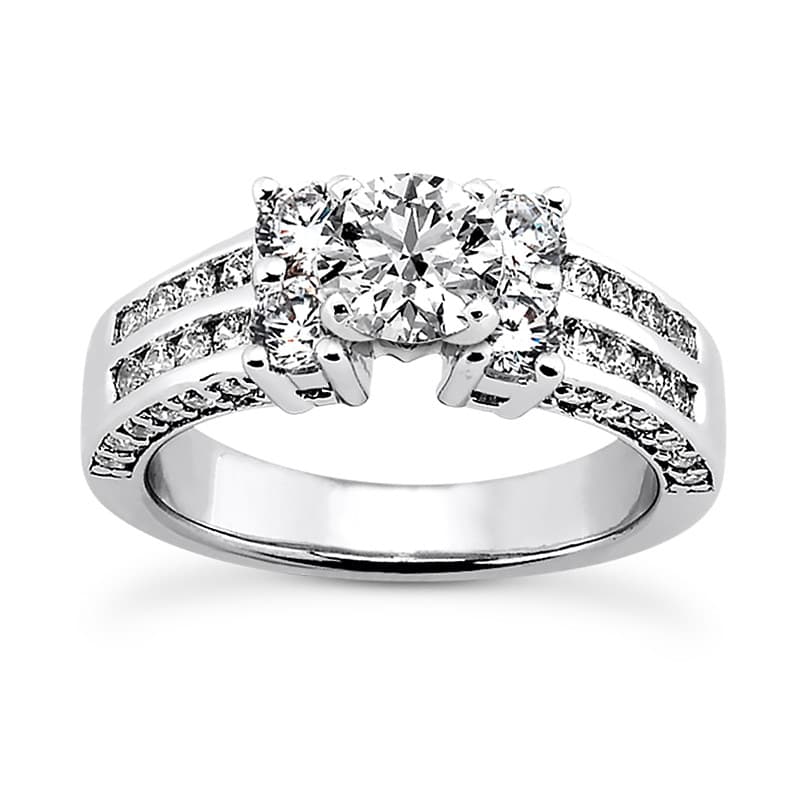 Ladies 14KT White Gold Platinum Antique Engagement Set ENS1033-A