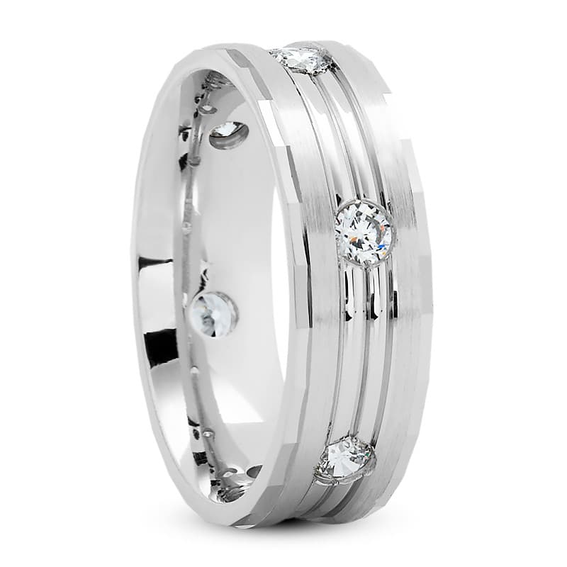 Ladies 14KT White Gold Platinum Traditional Wedding Band DB1276