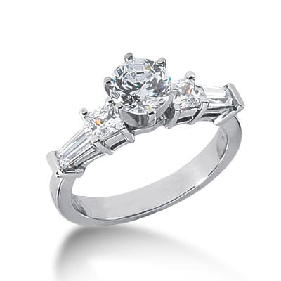 Ladies 14KT White Gold Platinum Fancy Engagement Ring ENR2497